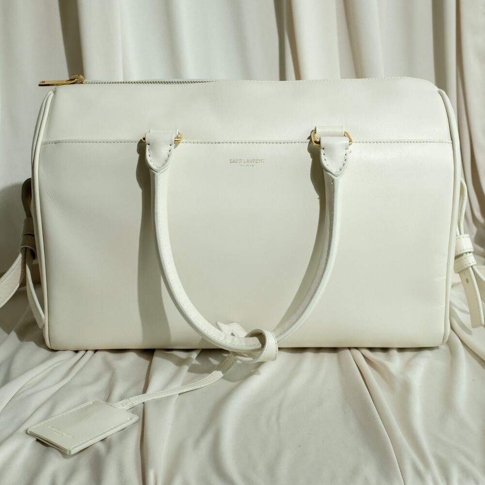 Saint Laurent (YSL) Classic Duffle 6 – White Calf Leather Handbag